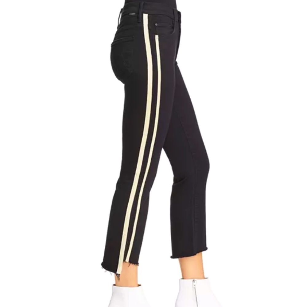 Mother High-Rise Crop Stripe Jeans